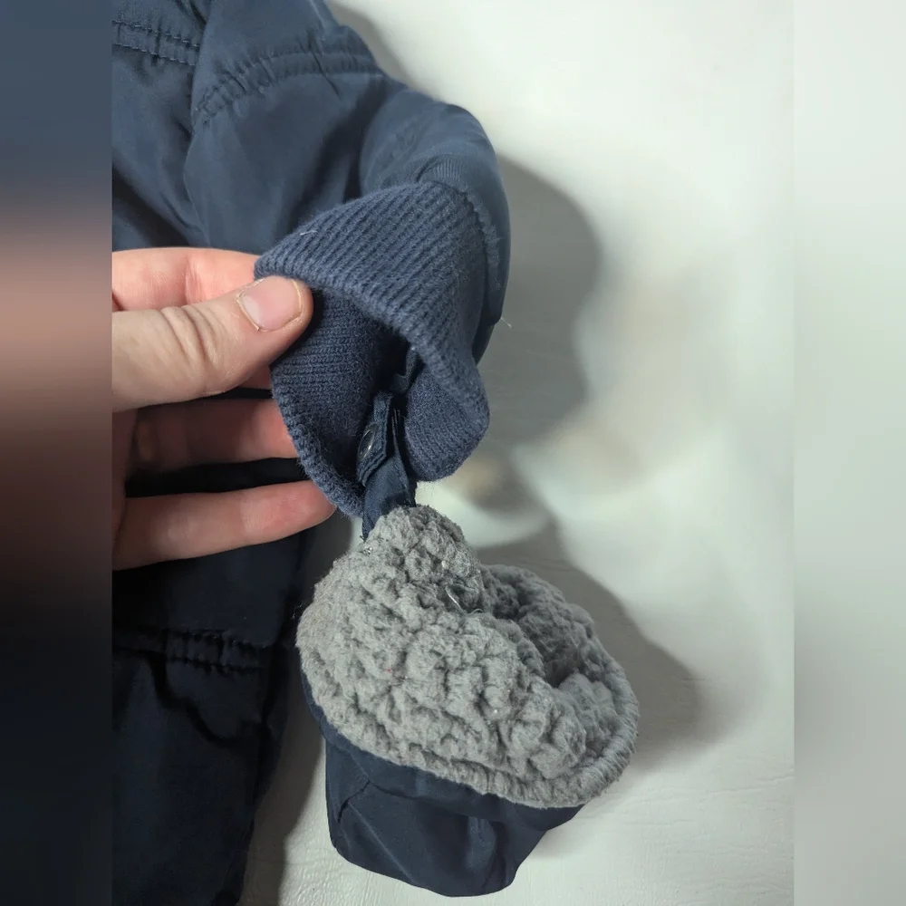 The children's place Warm Winter Bunting Size 6-9 Months Navy Blue With Mittens